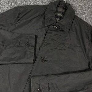 Banana‎ Republic Raincoat Mens Small Black Button Front Vintage Y2K Classic